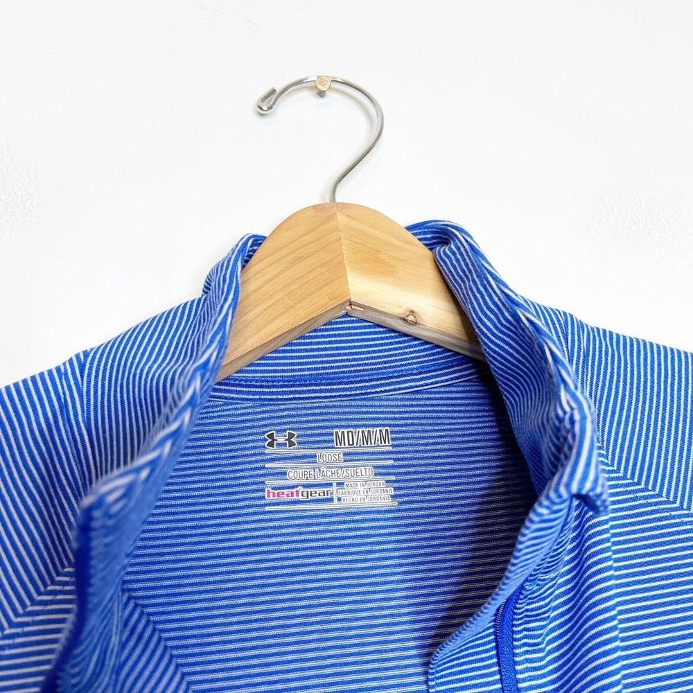 Under Armour M Medium Duke University Pullover Blue Striped 1/4 Zip Long Sleeve - Picture 6 of 6